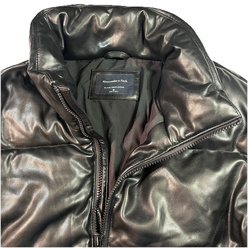 Abercrombie & Fitch RelaxVegan Leather Jacket Black‎ Medium Wind Water Resistant
